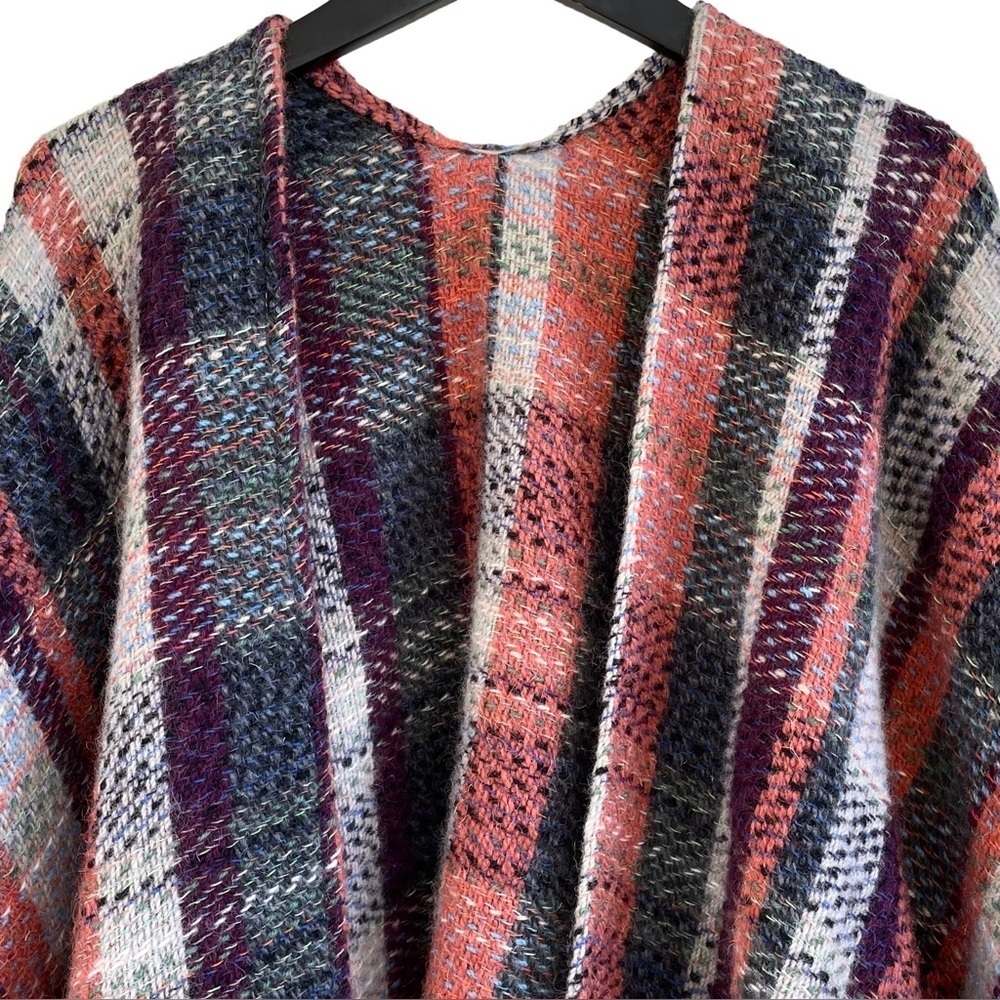 Yorkshire Blankets Woven Wool Blend Cape, Multicolour, Handmade in UK, One Size - Picture 3 of 7